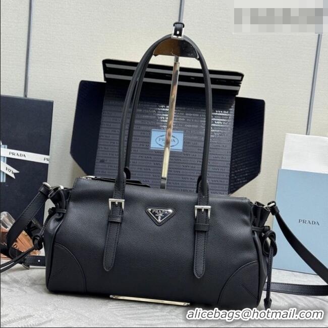 Top Grade Prada Bonnie medium antiqued leather tote bag 1BG628 Black 2026