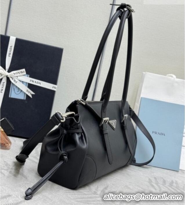 Top Grade Prada Bonnie medium antiqued leather tote bag 1BG628 Black 2026