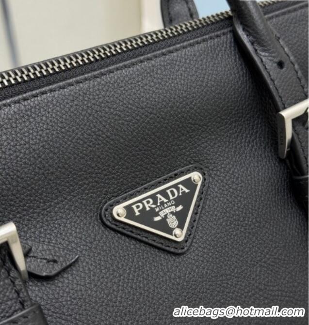 Top Grade Prada Bonnie medium antiqued leather tote bag 1BG628 Black 2026