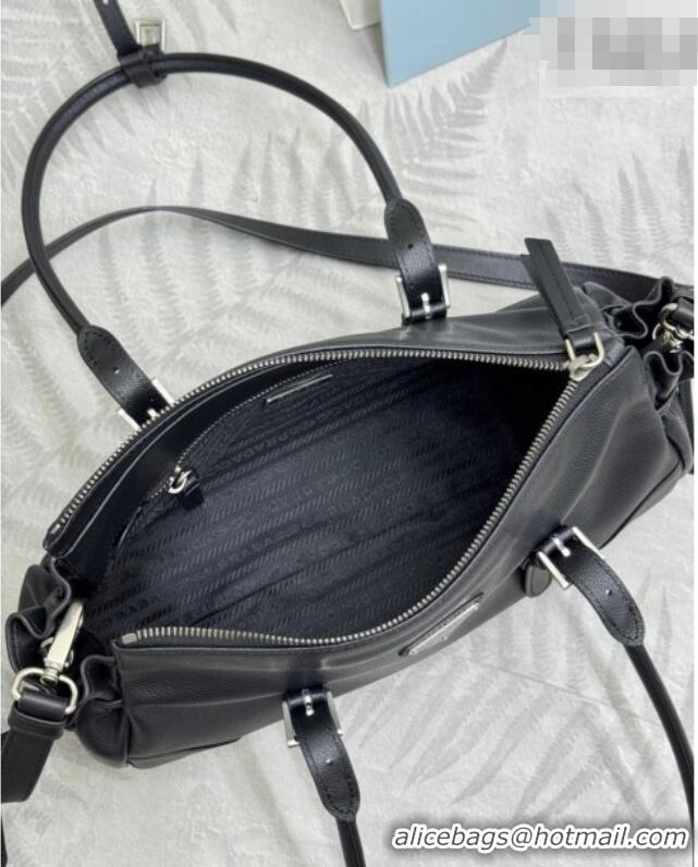 Top Grade Prada Bonnie medium antiqued leather tote bag 1BG628 Black 2026