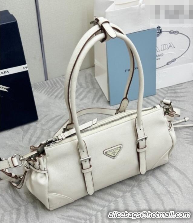 Market Sells Prada Bonnie medium antiqued leather tote bag 1BG628 White 2026