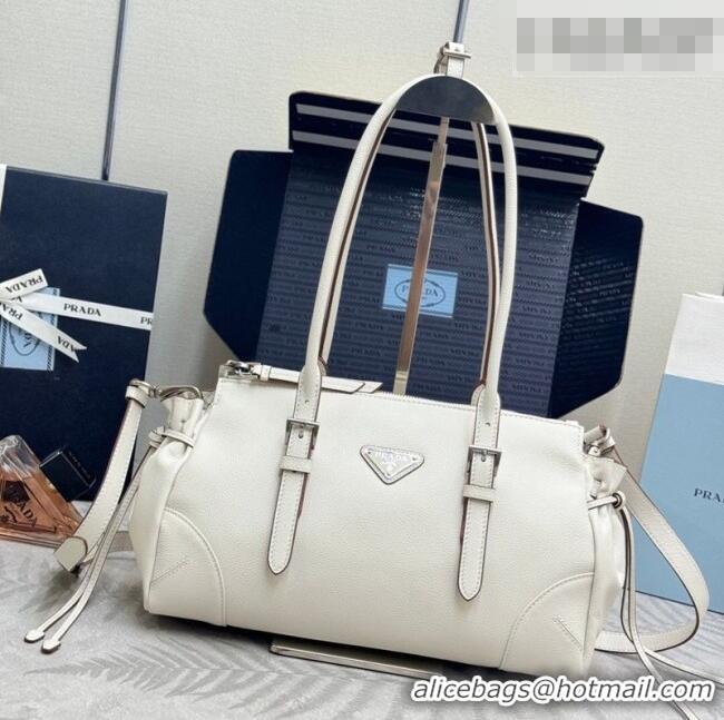 Market Sells Prada Bonnie medium antiqued leather tote bag 1BG628 White 2026