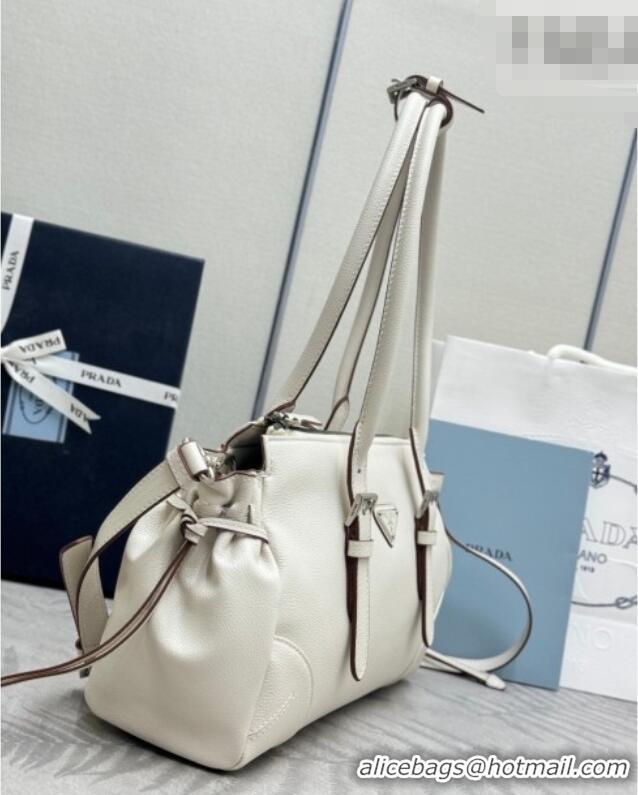 Market Sells Prada Bonnie medium antiqued leather tote bag 1BG628 White 2026