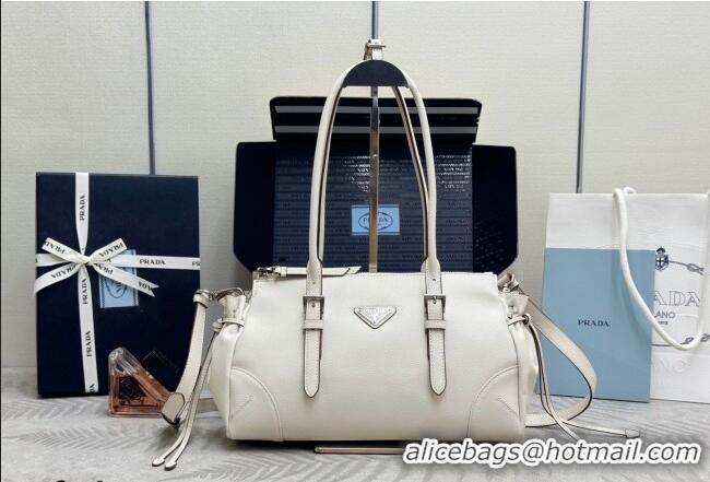 Market Sells Prada Bonnie medium antiqued leather tote bag 1BG628 White 2026