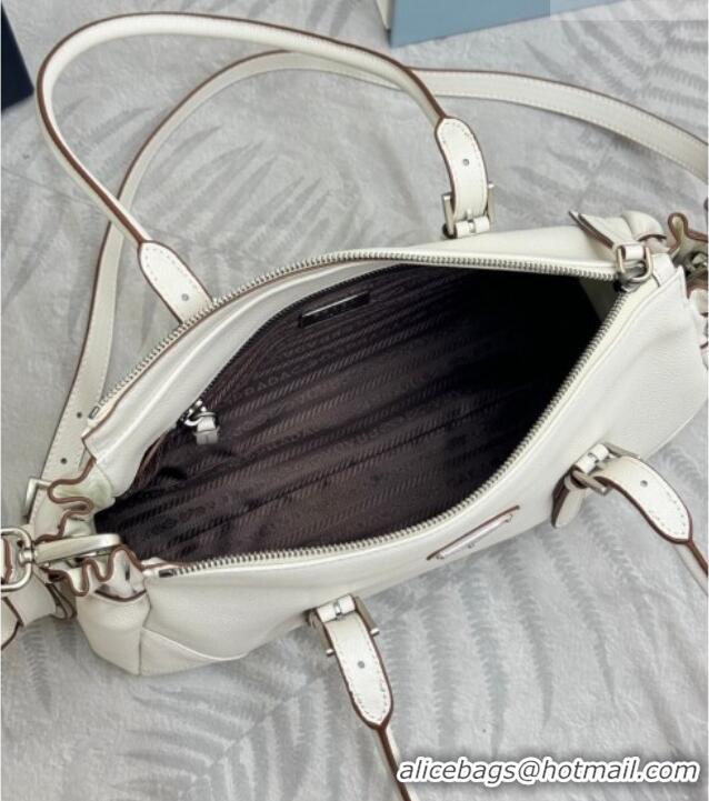 Market Sells Prada Bonnie medium antiqued leather tote bag 1BG628 White 2026