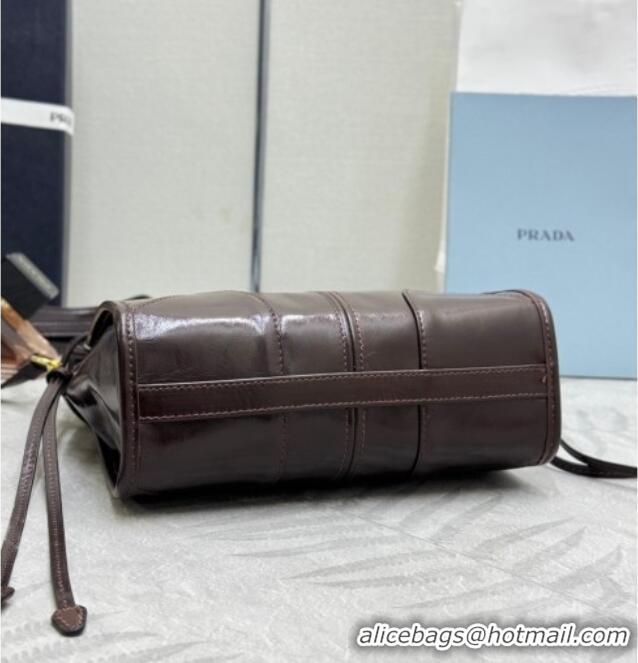 Best Quality Prada Bonnie leather mini shoulder bag 1BH229 Dark Brown 2026