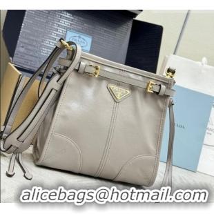 Good Looking Prada Bonnie leather mini shoulder bag 1BH229 Light Grey 2026
