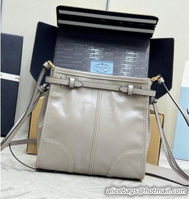 Good Looking Prada Bonnie leather mini shoulder bag 1BH229 Light Grey 2026