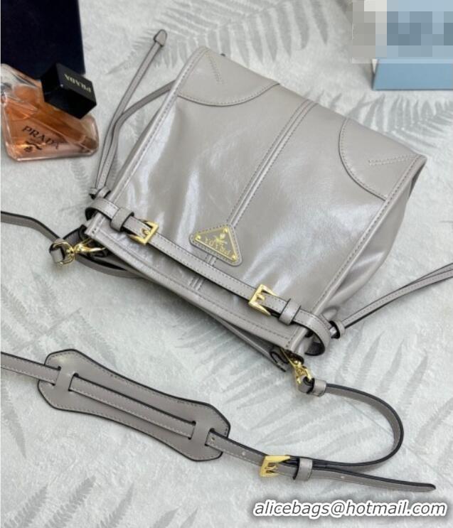 Good Looking Prada Bonnie leather mini shoulder bag 1BH229 Light Grey 2026