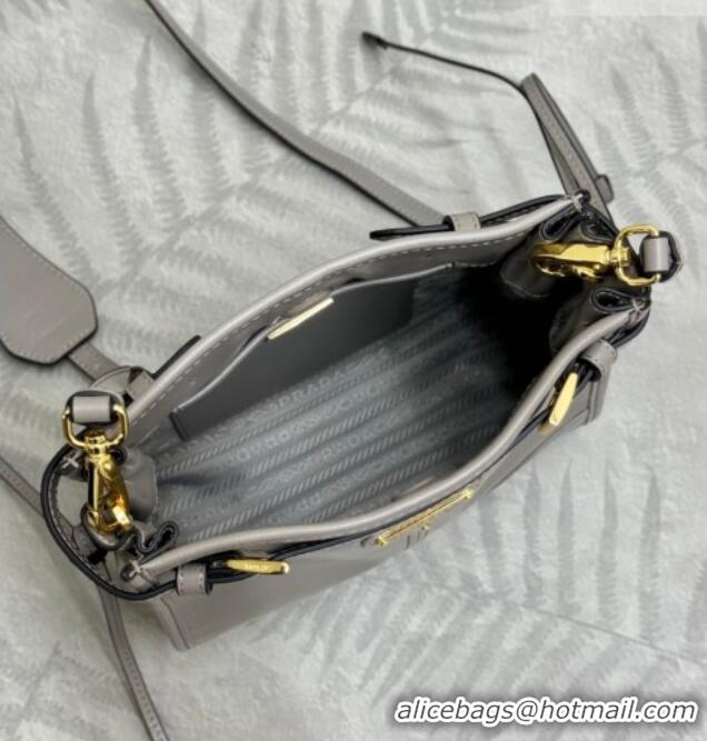 Good Looking Prada Bonnie leather mini shoulder bag 1BH229 Light Grey 2026