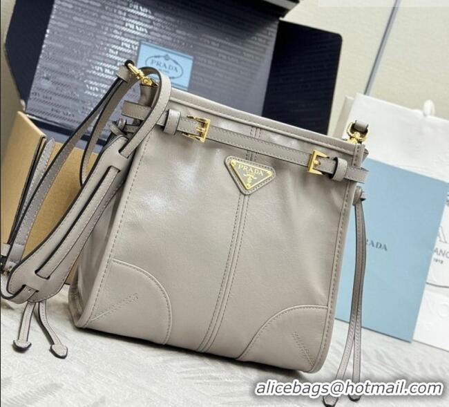 Good Looking Prada Bonnie leather mini shoulder bag 1BH229 Light Grey 2026