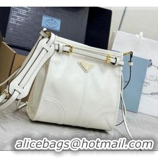 Cheapest Prada Bonnie leather mini shoulder bag 1BH229 White 2026