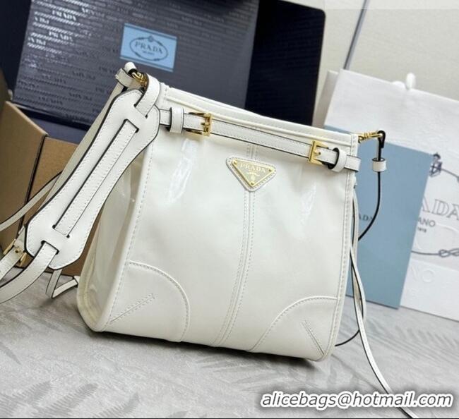 Cheapest Prada Bonnie leather mini shoulder bag 1BH229 White 2026