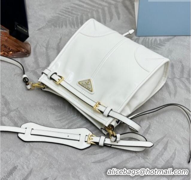 Cheapest Prada Bonnie leather mini shoulder bag 1BH229 White 2026