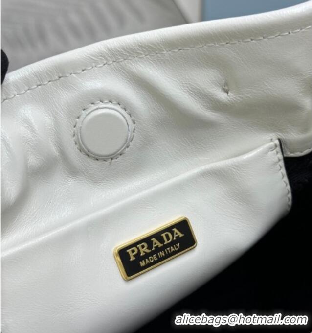 Cheapest Prada Bonnie leather mini shoulder bag 1BH229 White 2026