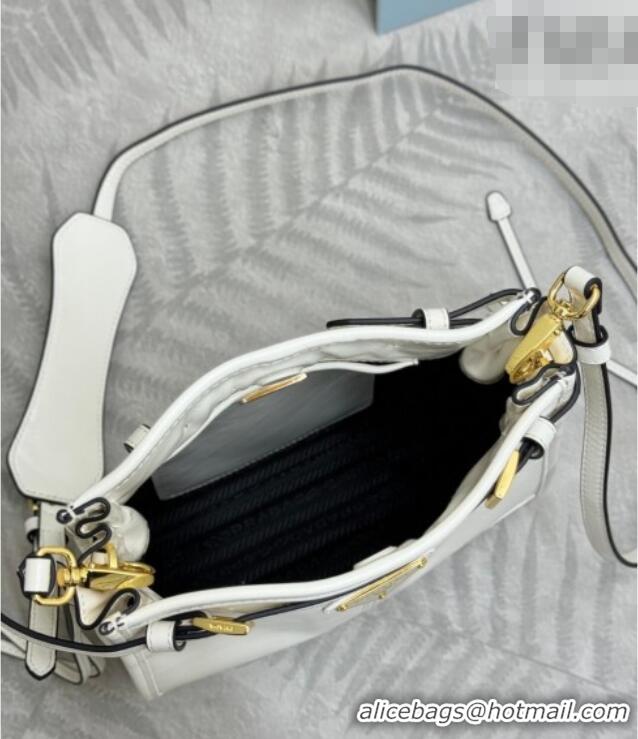 Cheapest Prada Bonnie leather mini shoulder bag 1BH229 White 2026