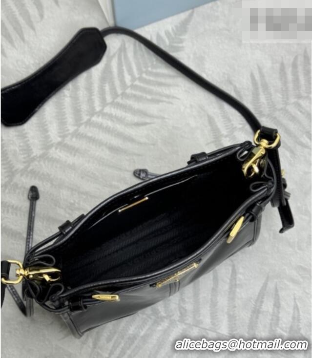 Best Grade Prada Bonnie leather mini shoulder bag 1BH229 Black 2026