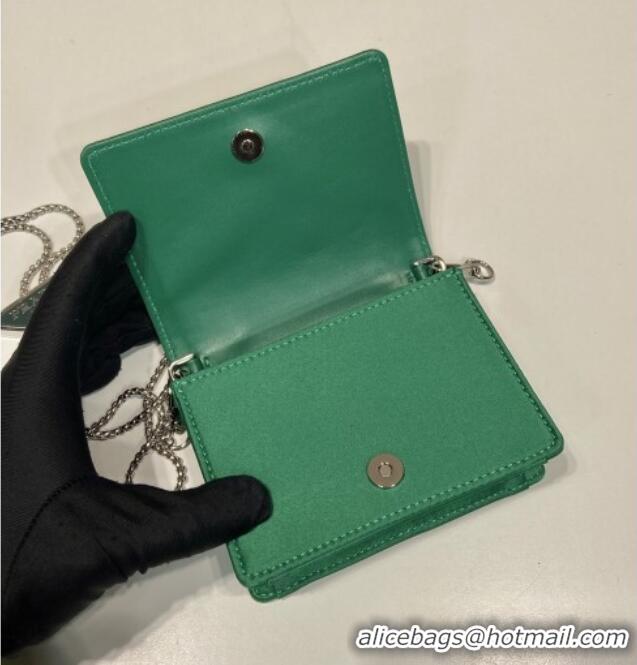 Best Grade Prada Card Holder with Shoulder Strap and Crystals 1MR024 Green 2026
