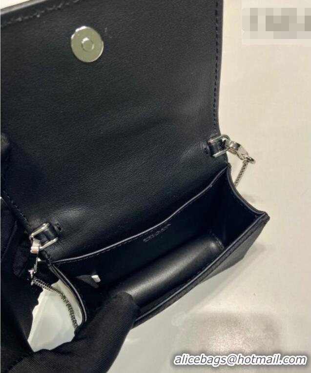 Luxury Cheap Prada Card Holder with Shoulder Strap and Crystals 1MR024 Black 2026