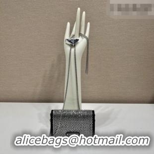 Best Product Prada Card Holder with Shoulder Strap and Crystals 1MR024 Clear 2026