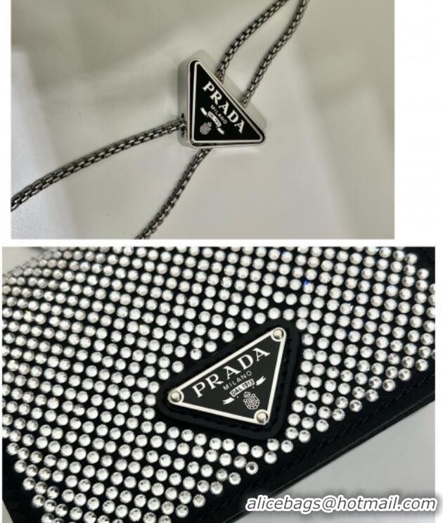 Best Product Prada Card Holder with Shoulder Strap and Crystals 1MR024 Clear 2026