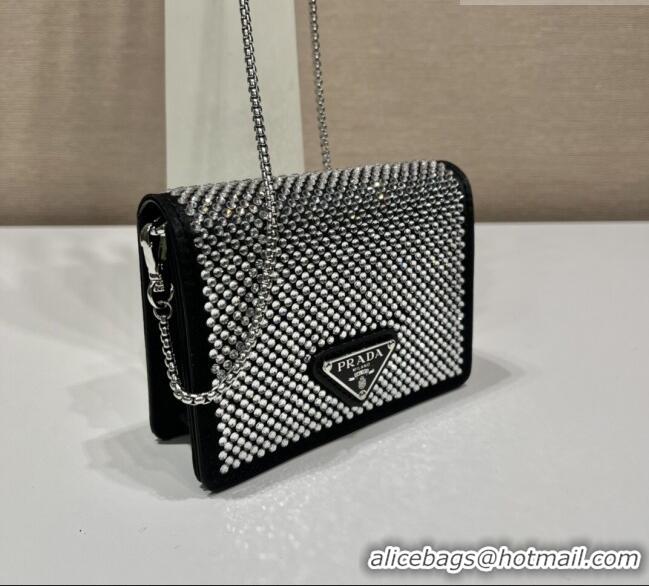 Best Product Prada Card Holder with Shoulder Strap and Crystals 1MR024 Clear 2026