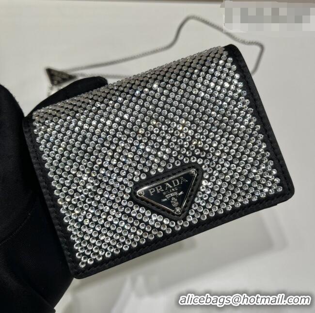 Best Product Prada Card Holder with Shoulder Strap and Crystals 1MR024 Clear 2026