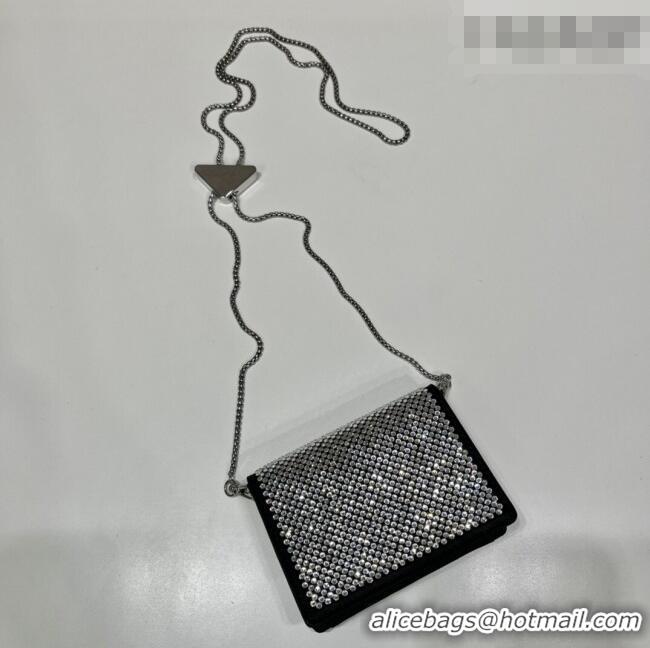 Best Product Prada Card Holder with Shoulder Strap and Crystals 1MR024 Clear 2026