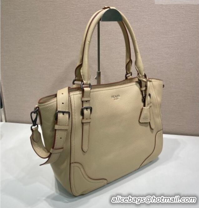 Top Quality Prada Large leather tote bag 1BG602 Light Beige 2026
