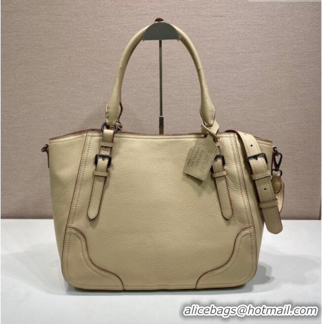 Top Quality Prada Large leather tote bag 1BG602 Light Beige 2026