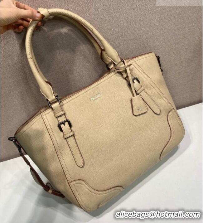 Top Quality Prada Large leather tote bag 1BG602 Light Beige 2026