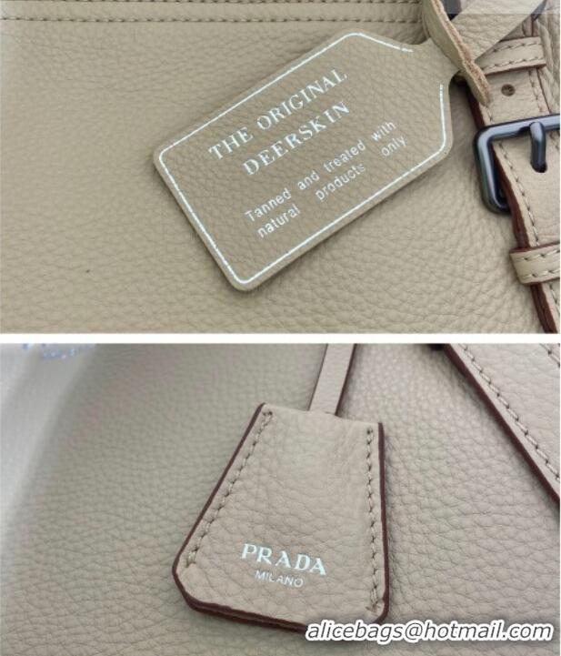 Top Quality Prada Large leather tote bag 1BG602 Light Beige 2026