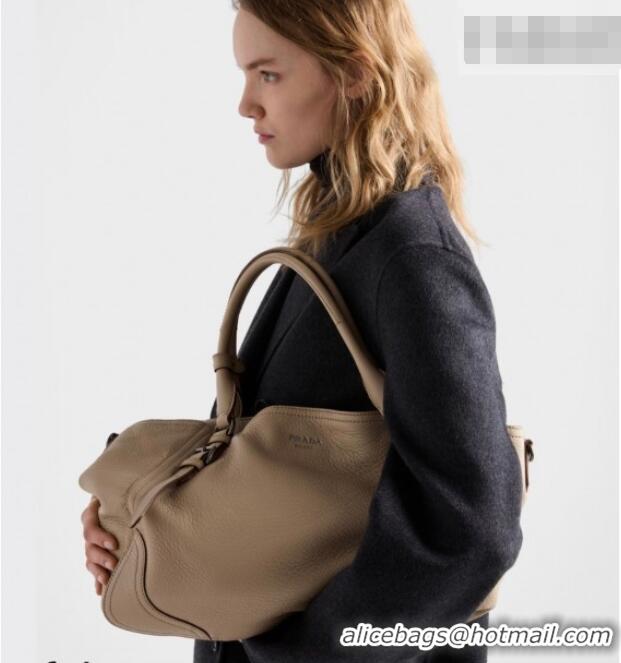 Top Quality Prada Large leather tote bag 1BG602 Light Beige 2026