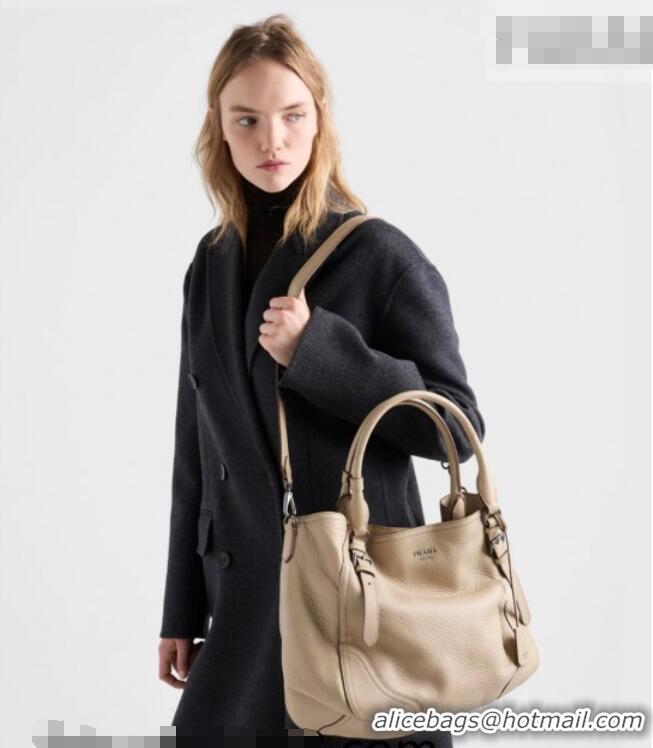 Top Quality Prada Large leather tote bag 1BG602 Light Beige 2026