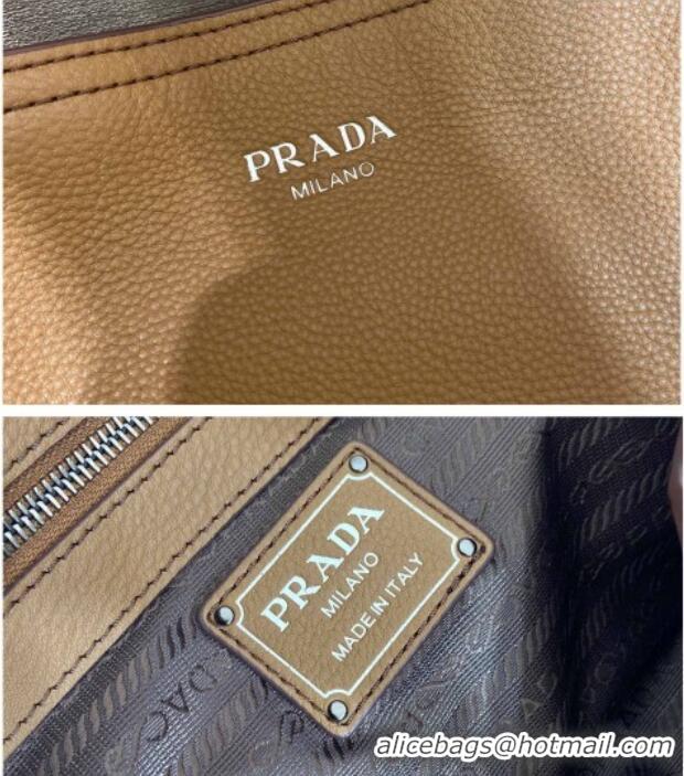 Custom Discount Prada Large leather tote bag 1BG602 Brown 2026