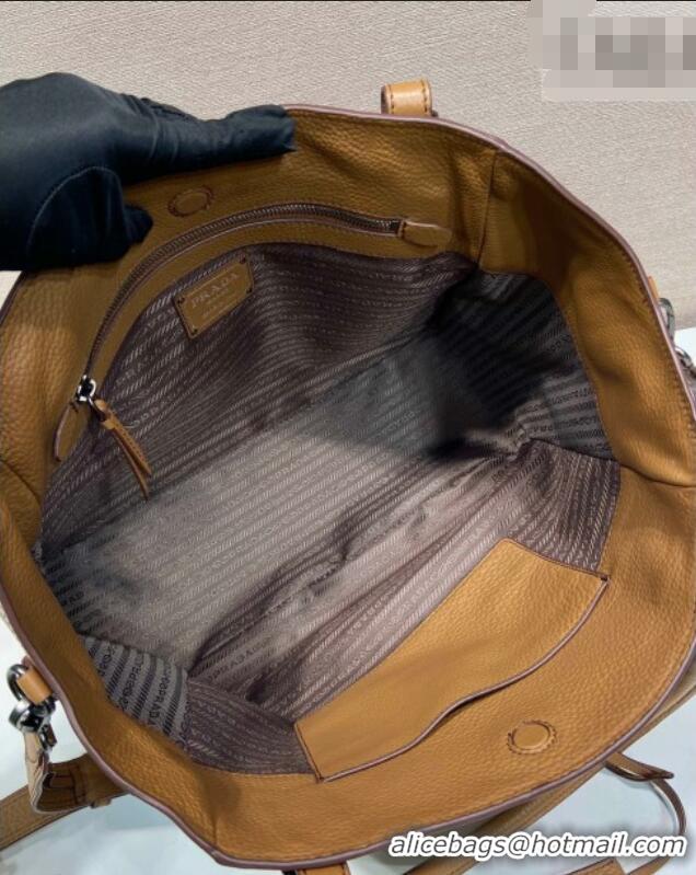 Custom Discount Prada Large leather tote bag 1BG602 Brown 2026