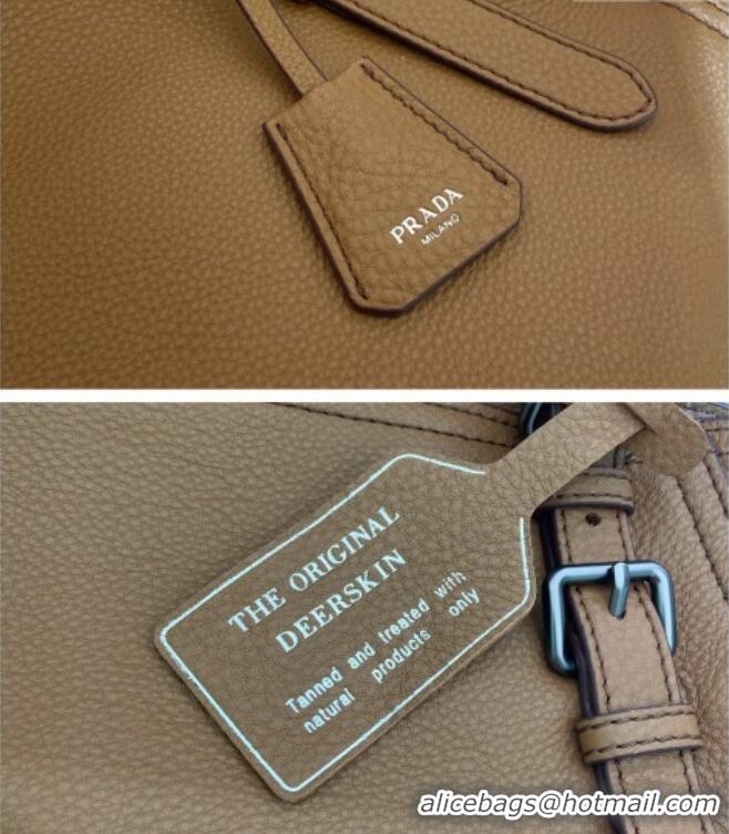 Custom Discount Prada Large leather tote bag 1BG602 Brown 2026