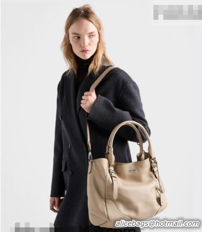 Custom Discount Prada Large leather tote bag 1BG602 Brown 2026