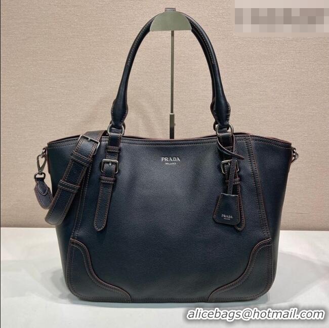 Modern Classic Prada Large leather tote bag 1BG602 Black 2026