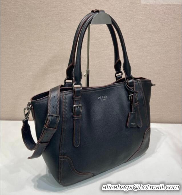 Modern Classic Prada Large leather tote bag 1BG602 Black 2026
