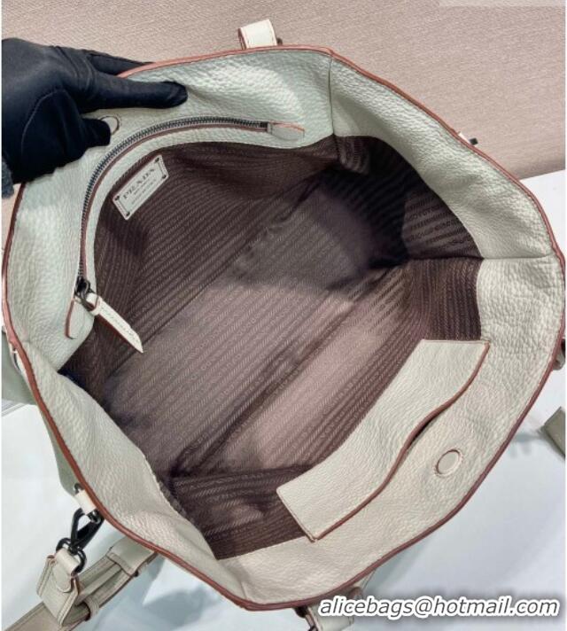 Best Price Prada Large leather tote bag 1BG602 White 2026
