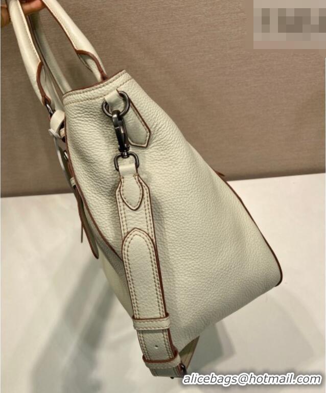 Best Price Prada Large leather tote bag 1BG602 White 2026