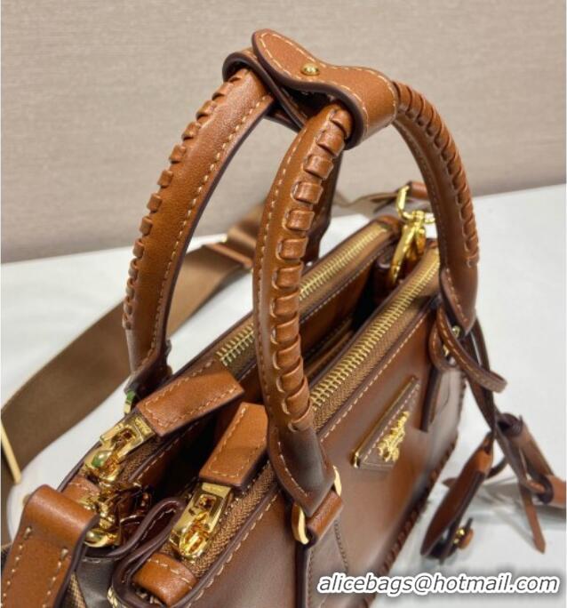 Most Popular Prada Galleria mini leather bag with Stitching Details 1BA906 Brown 2026