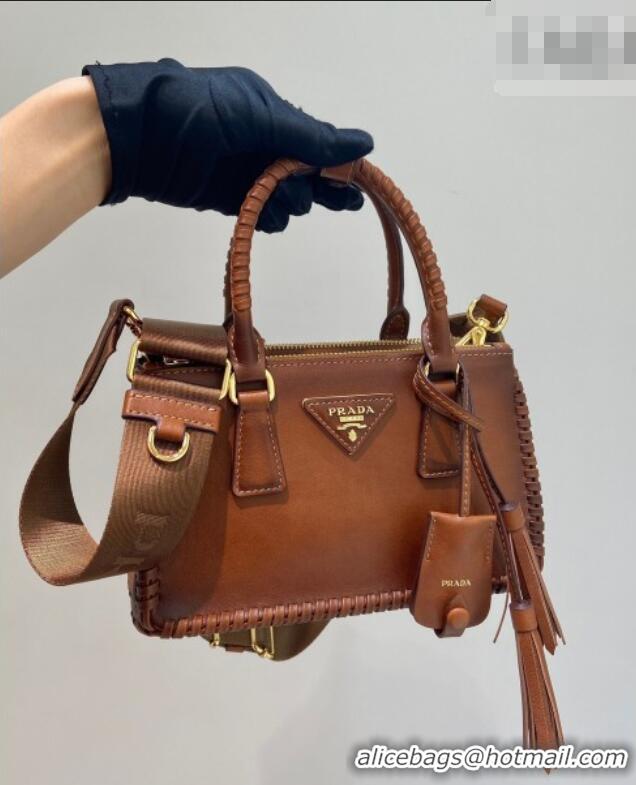 Most Popular Prada Galleria mini leather bag with Stitching Details 1BA906 Brown 2026