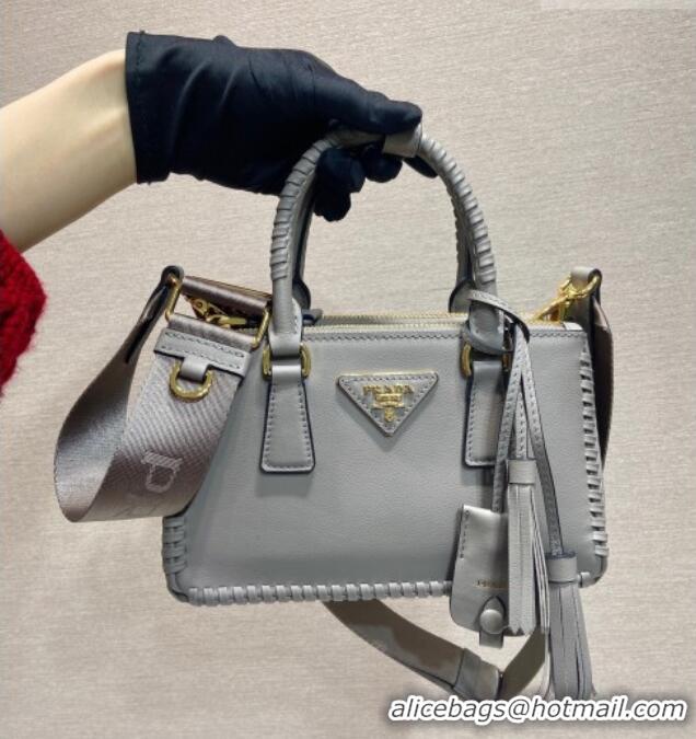 Grade Quality Prada Galleria mini leather bag with Stitching Details 1BA906 Grey 2026