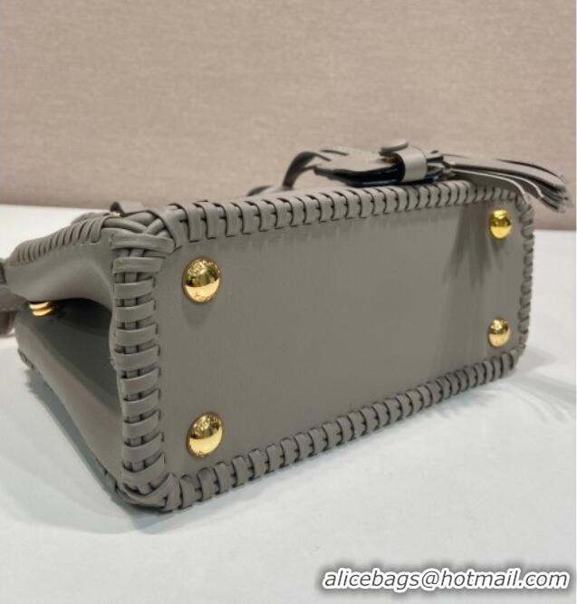 Grade Quality Prada Galleria mini leather bag with Stitching Details 1BA906 Grey 2026