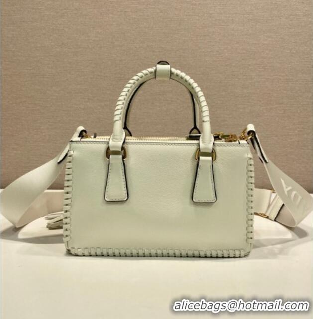 Super Quality Prada Galleria mini leather bag with Stitching Details 1BA906 White 2026