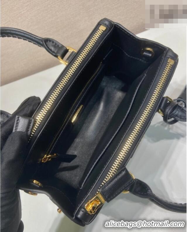 Super Quality Prada Galleria mini leather bag with Stitching Details 1BA906 Black 2026