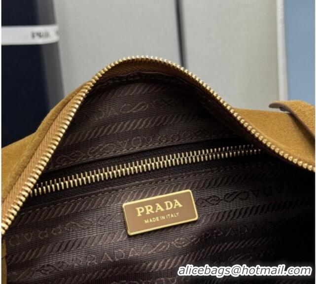 Top Grade Prada Explore large suede shoulder bag 1BC264 Cinnamon Brown 2025