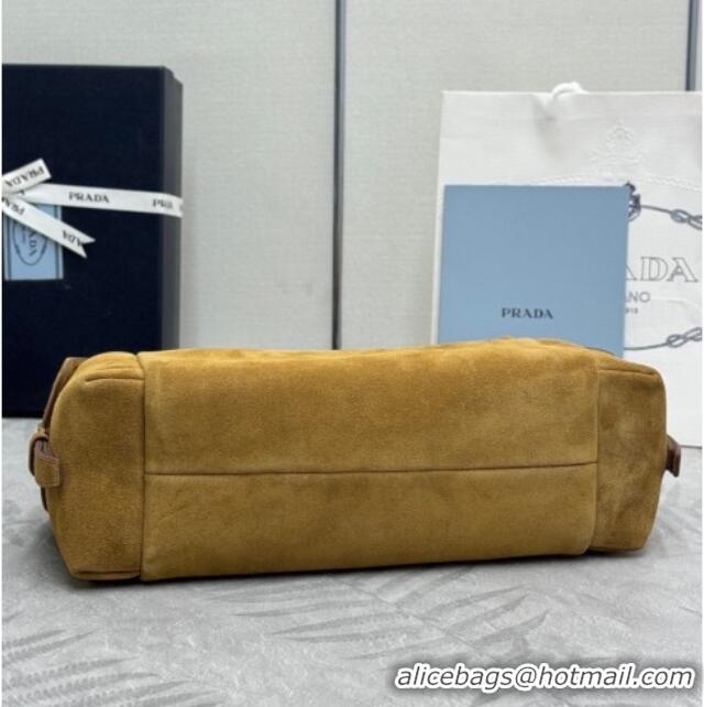 Top Grade Prada Explore large suede shoulder bag 1BC264 Cinnamon Brown 2025